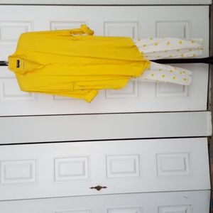 2 pc pant set goldfish yellow top with matching polka dot pants